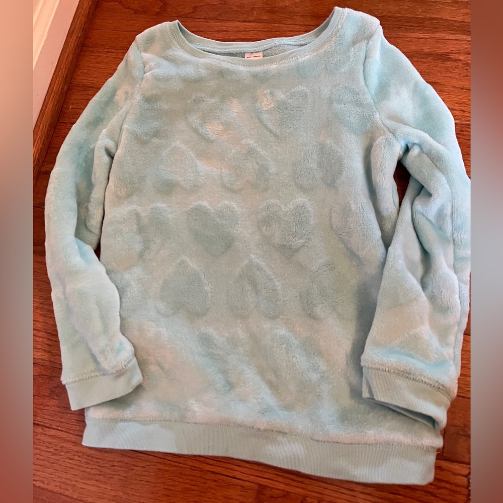 Carter's Kid Teal/Green Heart Fleece Sweatshirt, Size 8